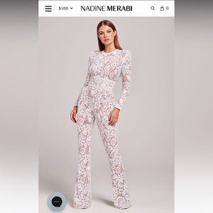 NADINE MERABI Bella White Jumpsuit Brand New with Tags + Box Size Small